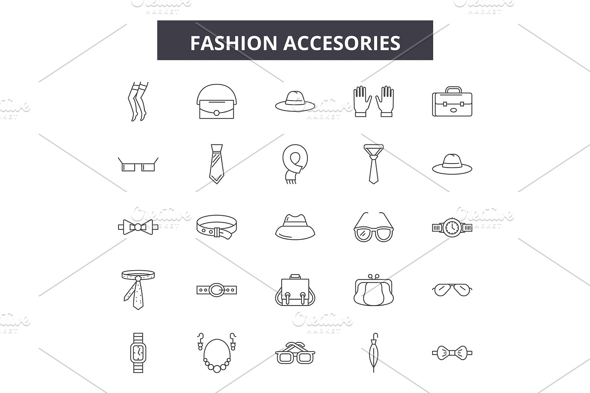 Fashion accesories line icons, signs in Illustrations - product preview 8