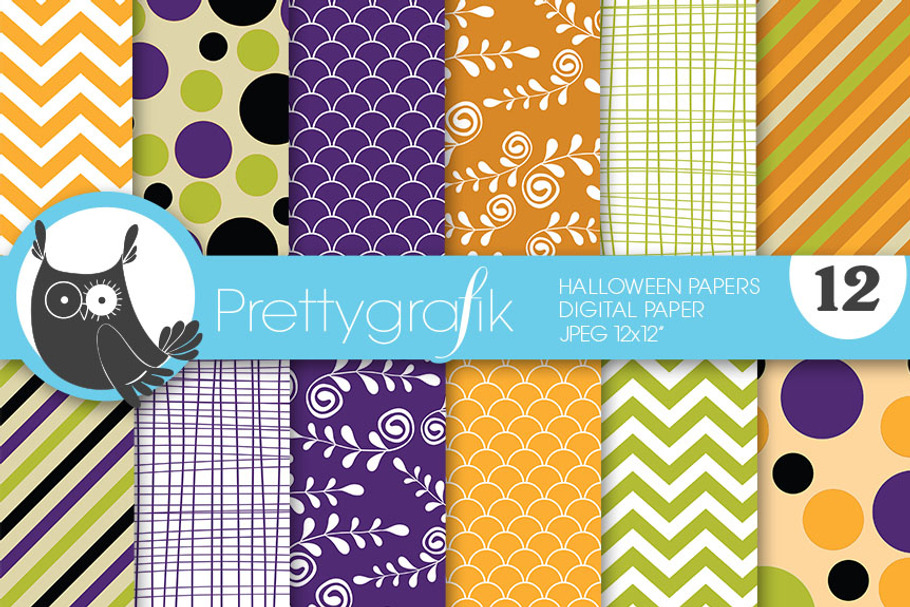 Halloween digital paper, commercial in Patterns - product preview 8