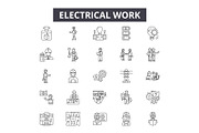 Electrical work line icons, signs