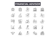 Financial advisor line icons, signs