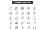 Financial advisors line icons, signs
