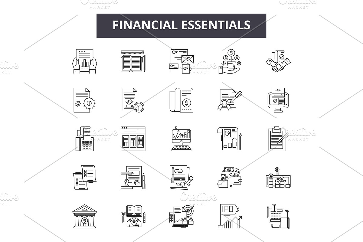 Financial essentials line icons in Illustrations - product preview 8