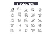 Stock market line icons, signs set
