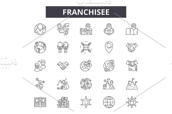 Franchisee line icons, signs set