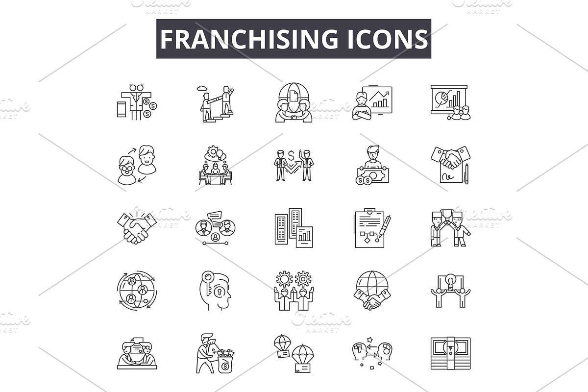 Franchising line icons, signs set in Illustrations - product preview 8