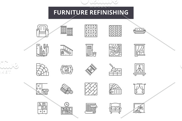 Furniture refinishing line icons