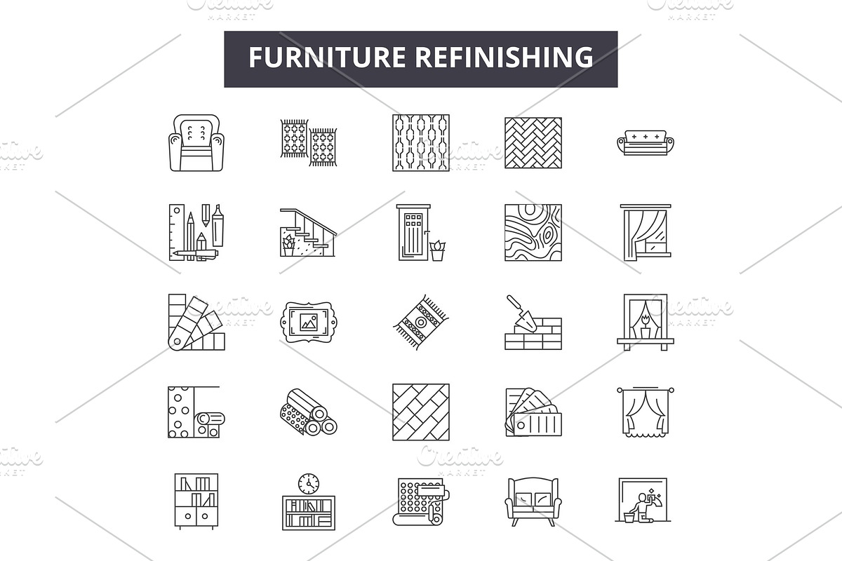 Furniture refinishing line icons in Textures - product preview 8