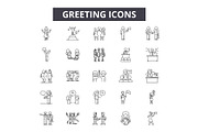 Greeting line icons, signs set