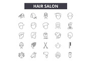 Hair salon line icons, signs set