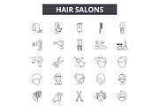 Hair salons line icons, signs set