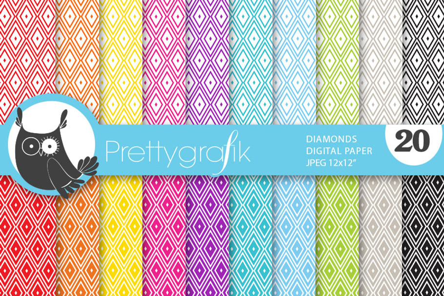 diamond harlequin digital paper in Patterns - product preview 8