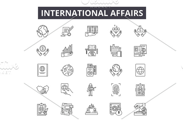 International affairs line icons