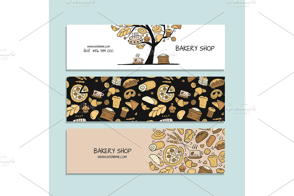 Banners design, idea for bakery in Textures - product preview 8