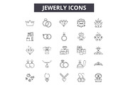 Jewerly line icons, signs set
