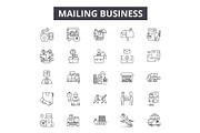 Mailing business line icons, signs