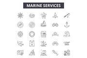 Marine services line icons, signs