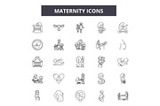 Maternity line icons, signs set