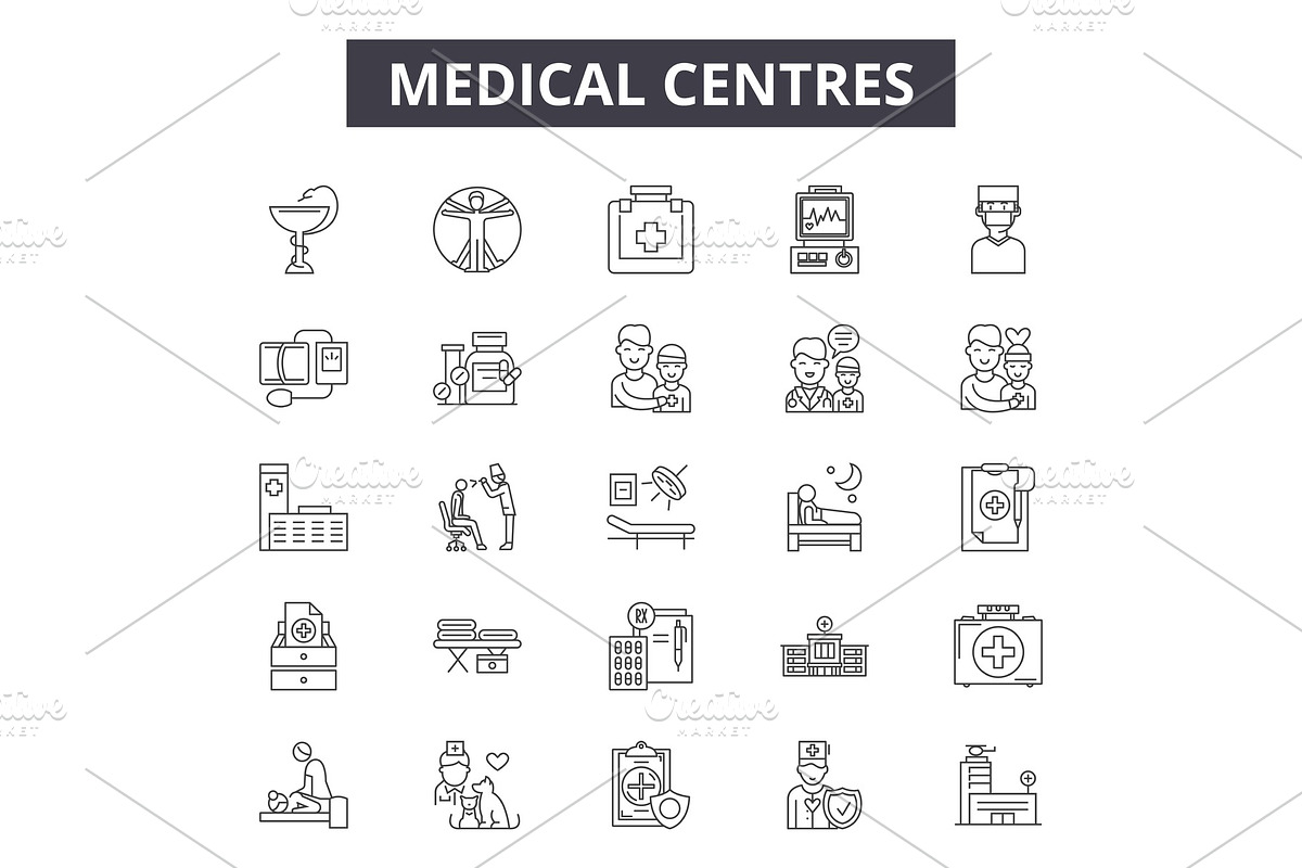 Medical centres line icons, signs in Objects - product preview 8