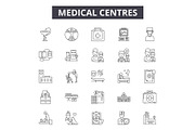 Medical centres line icons, signs