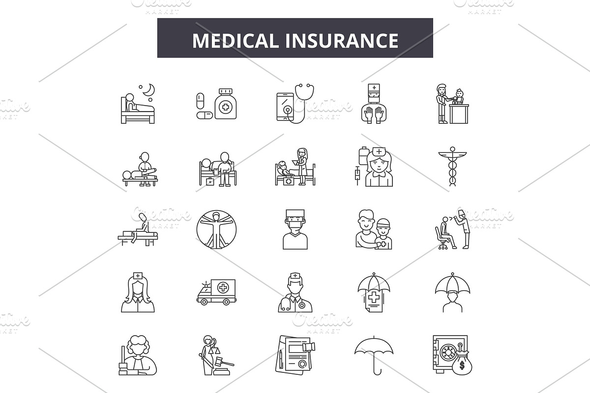 Medical insurance line icons, signs in Objects - product preview 8