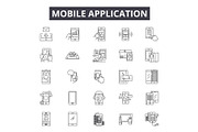 Mobile application line icons, signs