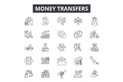 Money transfers line icons, signs