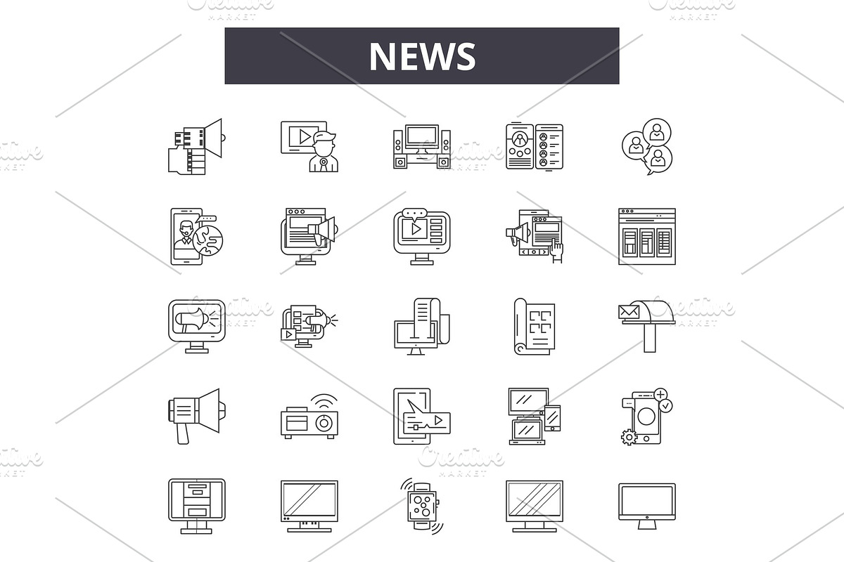 News line icons, signs set, vector in Objects - product preview 8