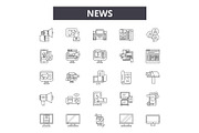 News line icons, signs set, vector