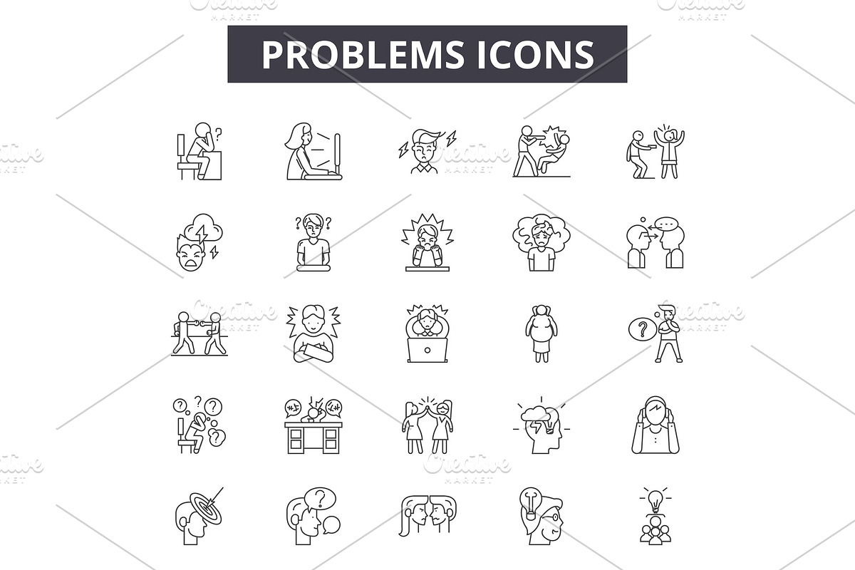 Problems line icons, signs set in Textures - product preview 8