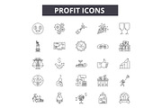 Profit line icons, signs set, vector