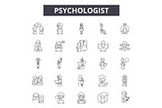 Psychologist line icons, signs set