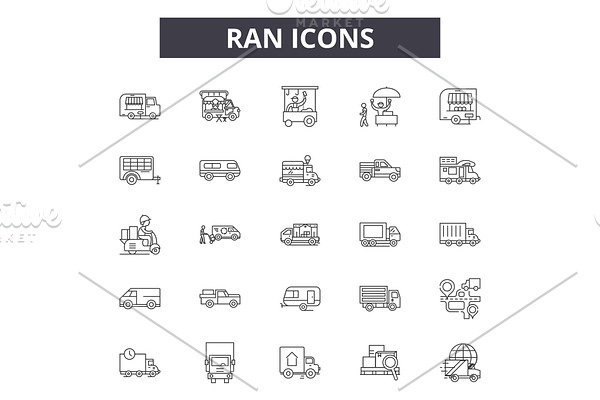 Ran line icons, signs set, vector