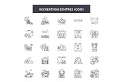 Recreation centres line icons, signs