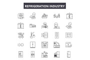 Refrigeration industry line icons