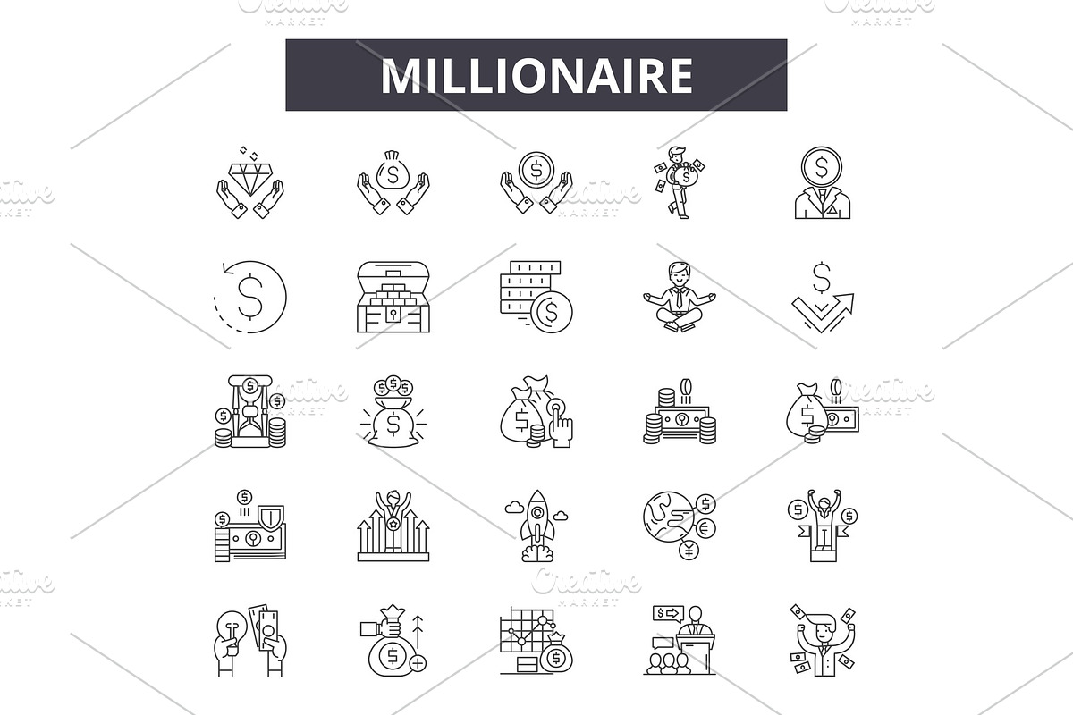 Millionaire line icons, signs set in Illustrations - product preview 8