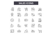 Sales line icons, signs set, vector