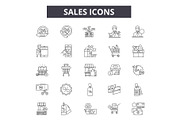 Sales consultants line icons, signs