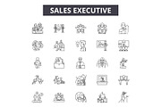 Sales executive line icons, signs