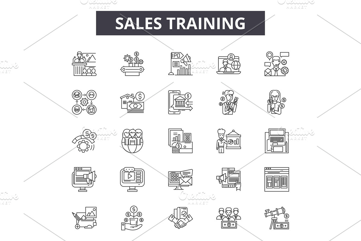 Sales training line icons, signs set in Illustrations - product preview 8