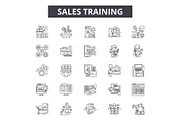 Sales training line icons, signs set