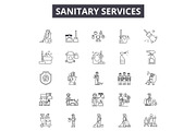 Sanitary services line icons, signs