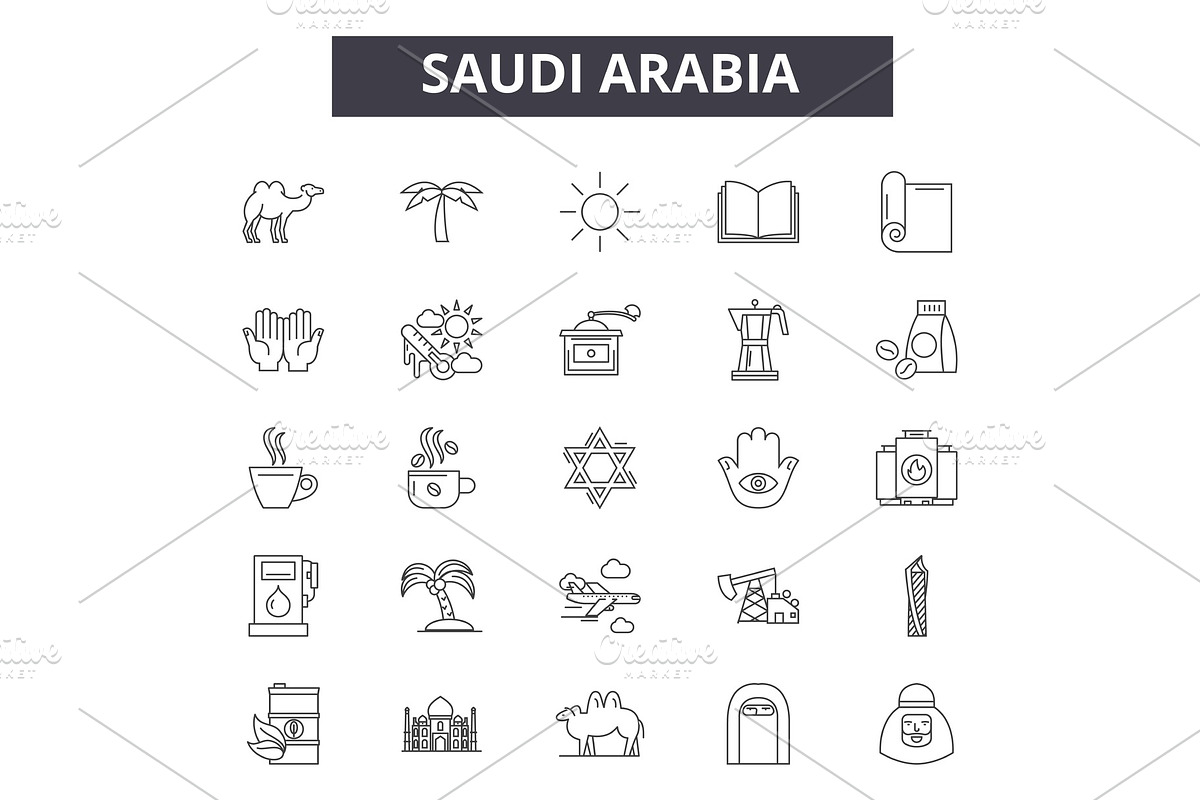 Saudi arabia line icons, signs set in Illustrations - product preview 8
