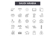 Saudi arabia line icons, signs set