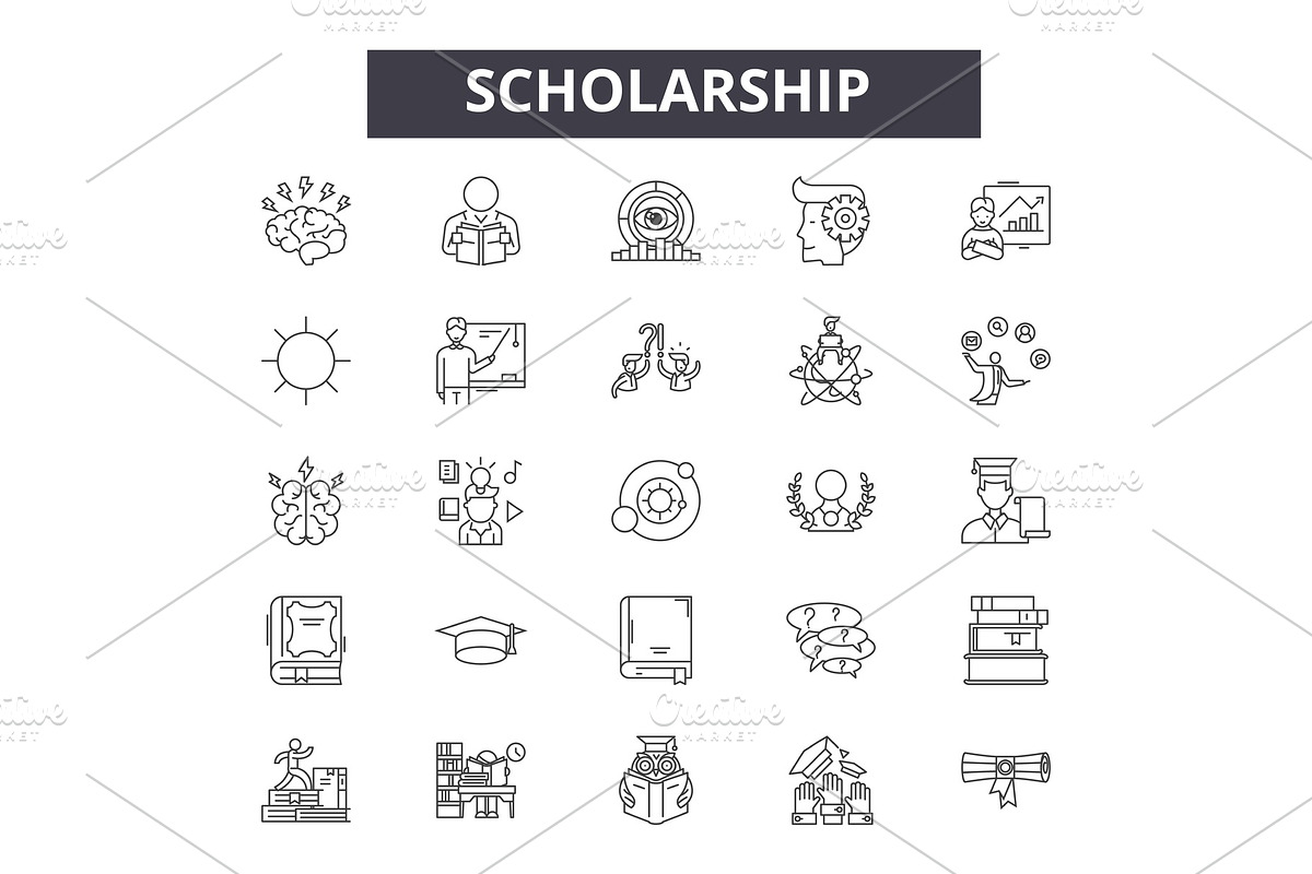 Scholarship line icons, signs set in Illustrations - product preview 8