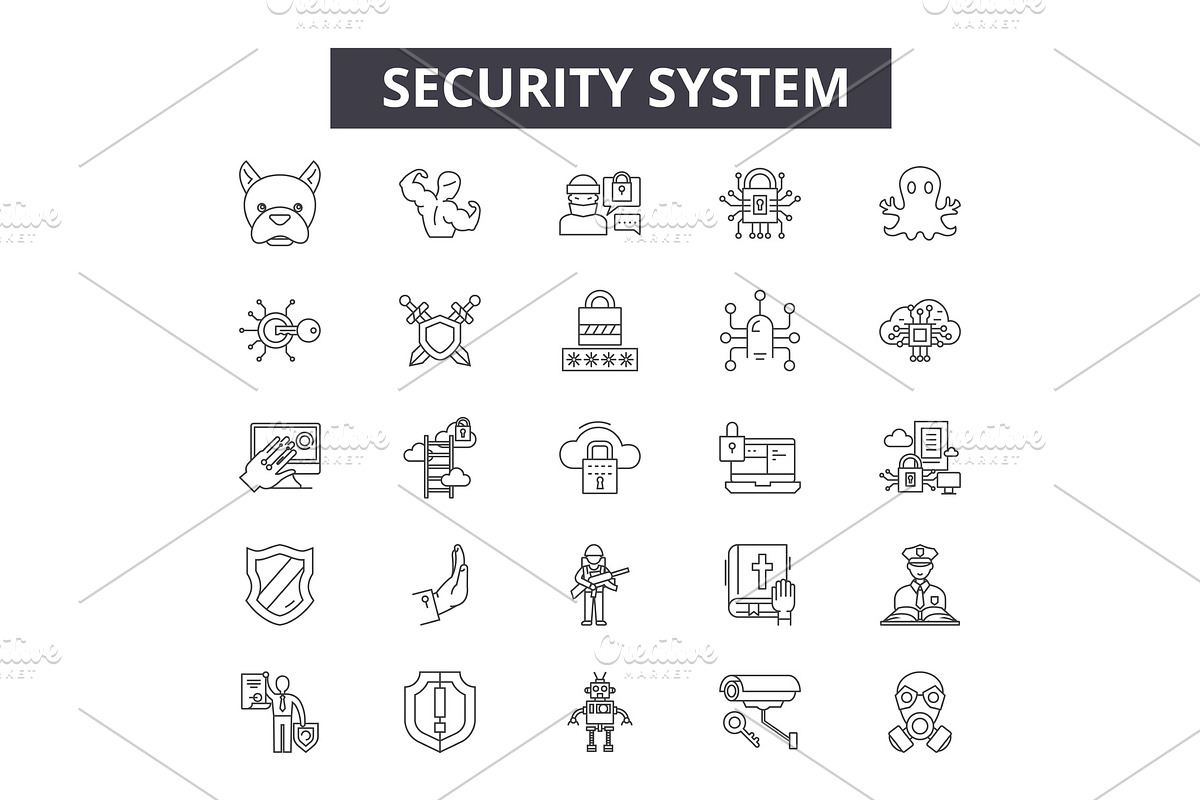 Security system line icons, signs in Illustrations - product preview 8