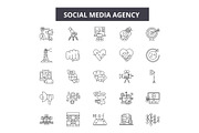 Social media agency line icons