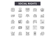 Social rights line icons, signs set