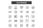 Software line icons, signs set