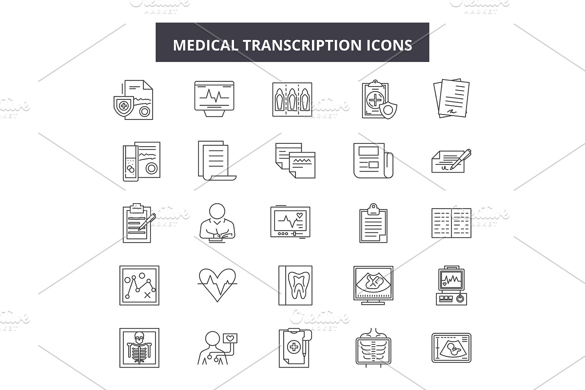 Medical transcription line icons in Icons - product preview 8
