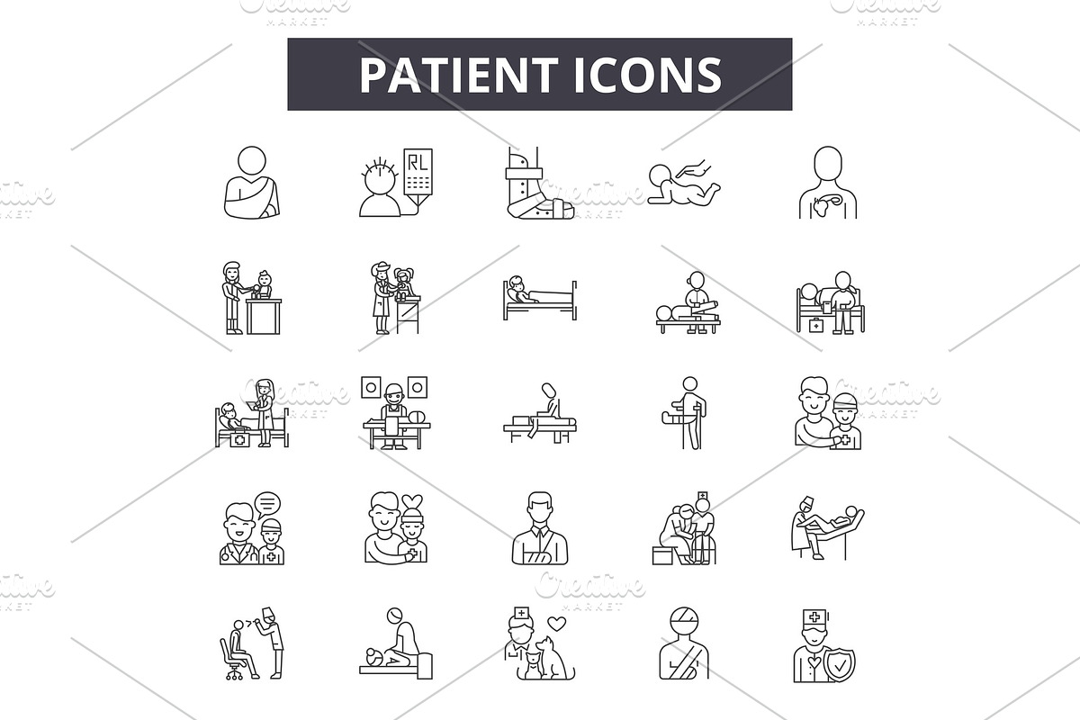 Patient line icons, signs set in Icons - product preview 8